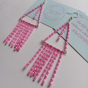 Hand Crafted Pink Beaded Earrings
